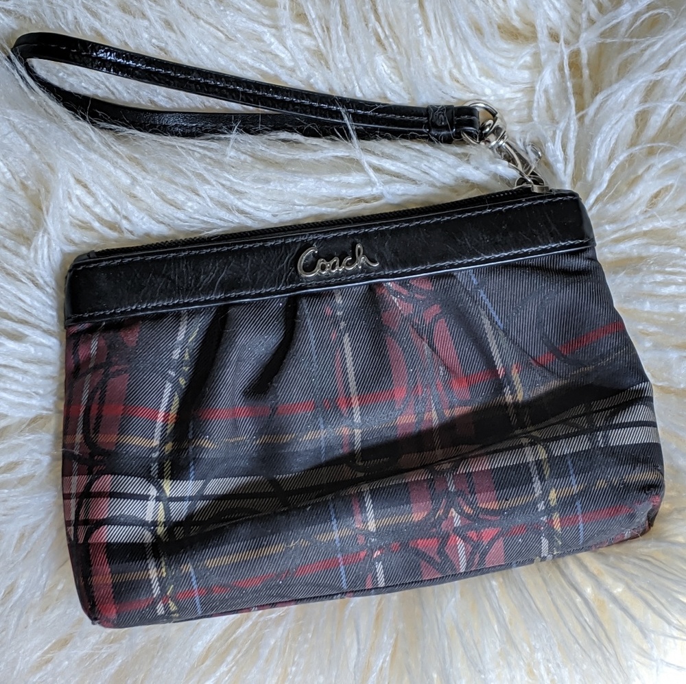 Plaid Coach wristlet